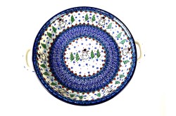 420 Bunzlau Ronde schaal met open handvaten U4661 Unikat Kerst  Bakvormen